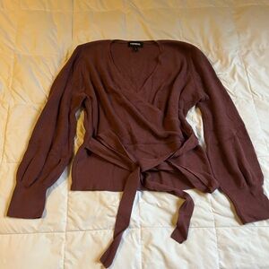Express Purple-ish Brown Wrap Sweater